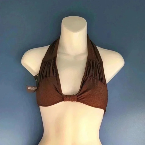 Kenneth Cole Reaction Brown Triangle Bikini Top with Removable Pads Size M - Picture 1 of 6